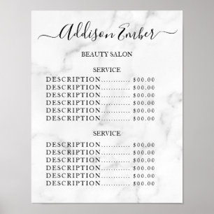 Vintage Beauty Salon Price List Poster