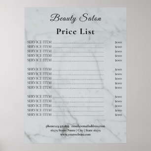 Vintage Beauty Salon Price List Poster