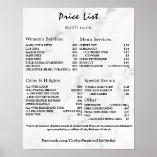 Vintage Beauty Salon Price List Poster