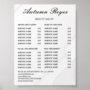 Vintage Beauty Salon Price List Poster