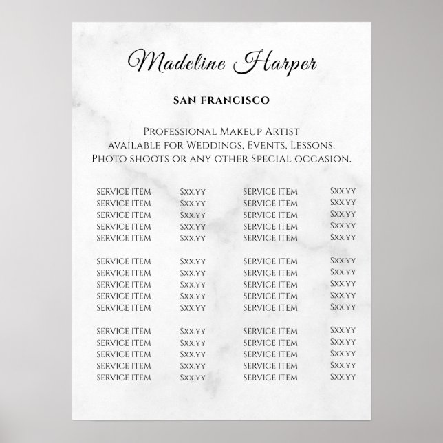 Vintage Beauty Salon Price List Poster (Front)