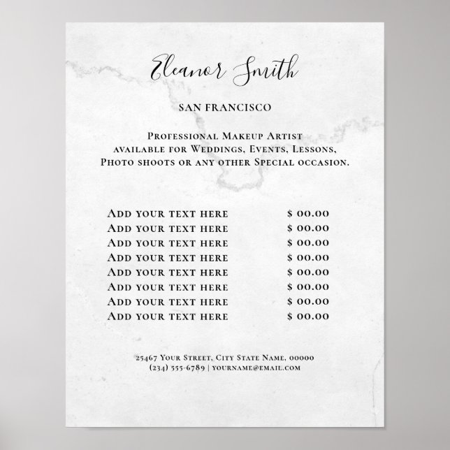 Vintage Beauty Salon Price List Poster (Front)