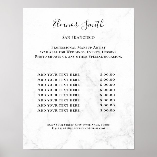 Vintage Beauty Salon Price List Poster (Front)