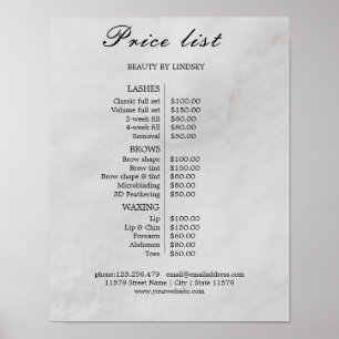 Vintage Beauty Salon Price List Poster