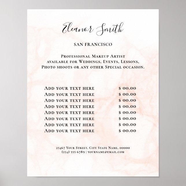 Vintage Beauty Salon Price List Poster (Front)