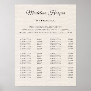 Vintage Beauty Salon Price List Poster