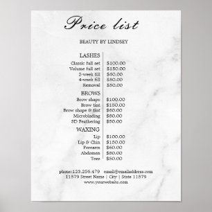 Vintage Beauty Salon Price List Poster