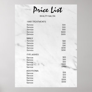 Vintage Beauty Salon Price List Poster