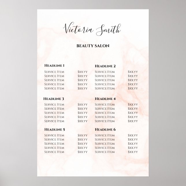 Vintage Beauty Salon Price List Poster (Front)