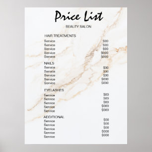 Vintage Beauty Salon Price List Poster