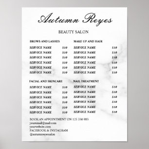 Vintage Beauty Salon Price List Poster