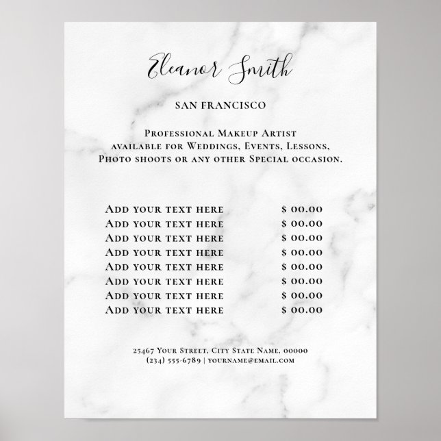 Vintage Beauty Salon Price List Poster (Front)