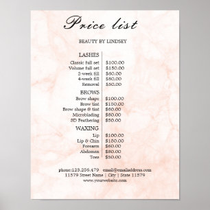 Vintage Beauty Salon Price List Poster