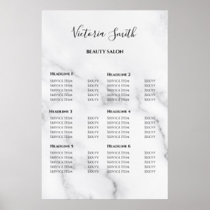 Vintage Beauty Salon Price List Poster