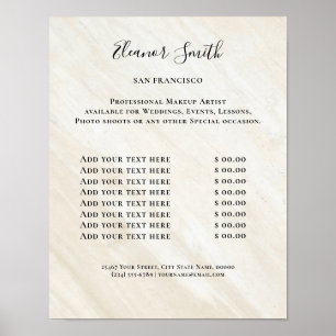 Vintage Beauty Salon Price List Poster