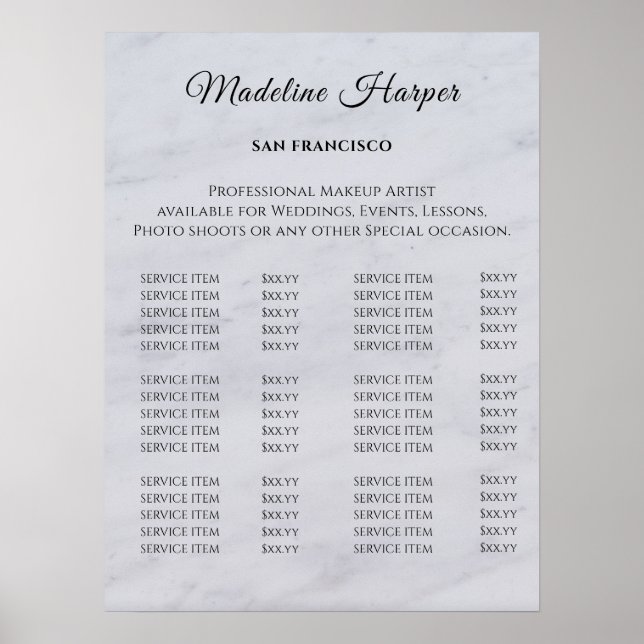 Vintage Beauty Salon Price List Poster (Front)