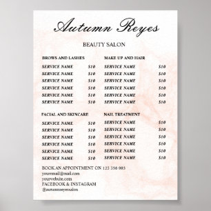 Vintage Beauty Salon Price List Poster