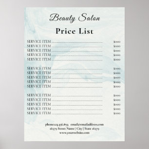 Vintage Beauty Salon Price List Poster