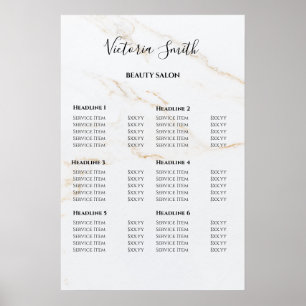 Vintage Beauty Salon Price List Poster