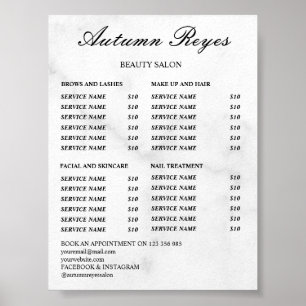 Vintage Beauty Salon Price List Poster