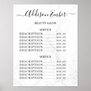 Vintage Beauty Salon Price List Poster