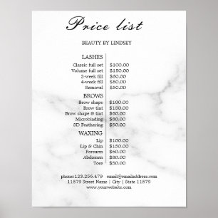 Vintage Beauty Salon Price List Poster