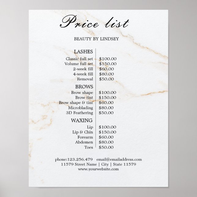 Vintage Beauty Salon Price List Poster (Front)