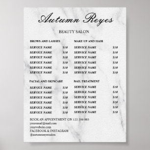 Vintage Beauty Salon Price List Poster