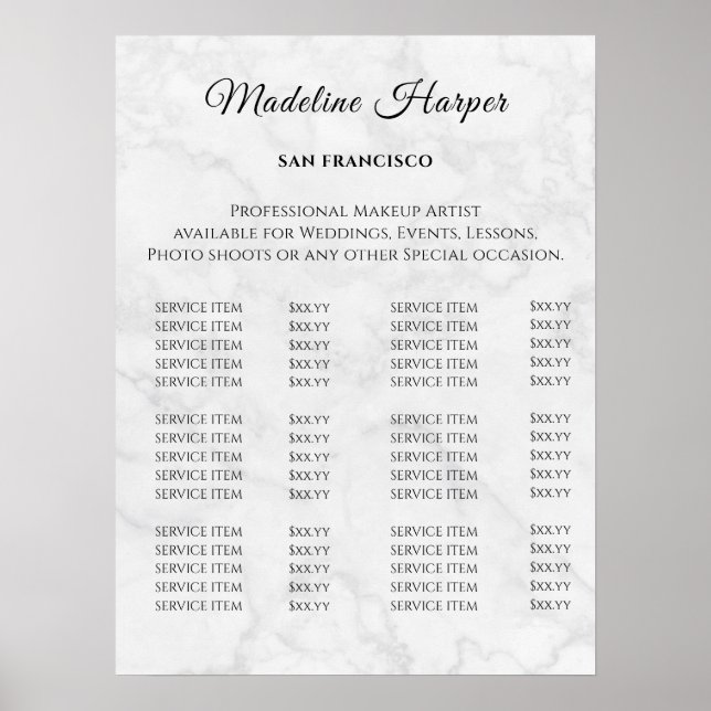 Vintage Beauty Salon Price List Poster (Front)