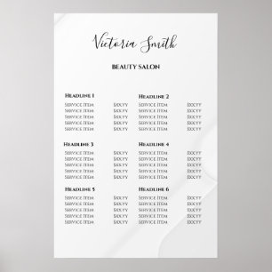 Vintage Beauty Salon Price List Poster