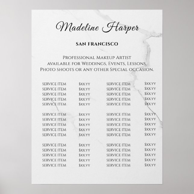 Vintage Beauty Salon Price List Poster (Front)