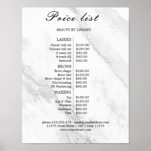 Vintage Beauty Salon Price List Poster
