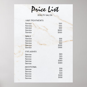 Vintage Beauty Salon Price List Poster