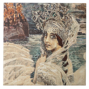 Vintage Beauty Swan Princess Vrubel Painting Ceramic Tile