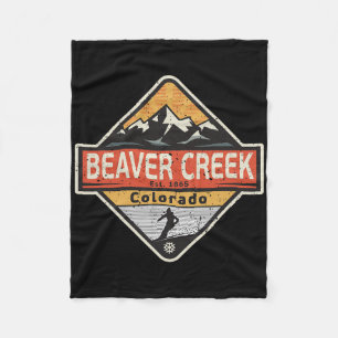 Vintage Beaver Creek Colorado Snow Mountain Skiing Fleece Blanket