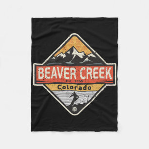 Vintage Beaver Creek Colorado Snow Mountain Skiing Fleece Blanket