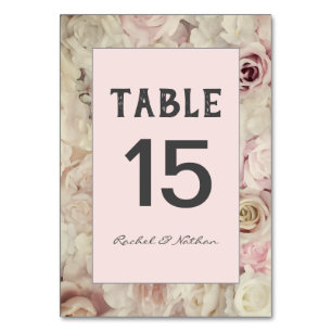 Vintage Bed of Roses Floral Table Number