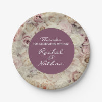 Vintage Bed of Roses Wedding Paper Plates