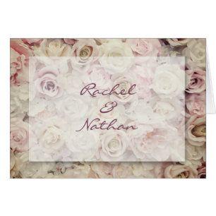 Vintage Bed of Roses Wedding Thank You Notes