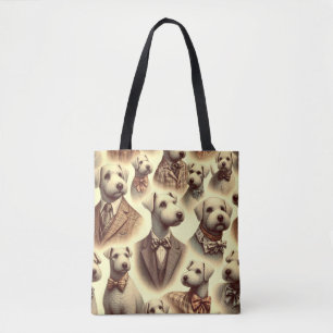 Vintage Bedlington Terrier Illustration Tote Bag