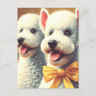 Vintage Bedlington Terrier Painting Postcard
