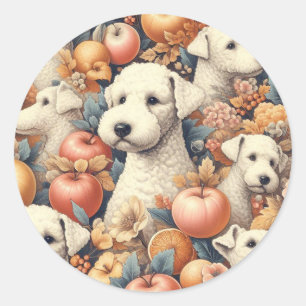 Vintage Bedlington Terrier Seamless Classic Round Sticker