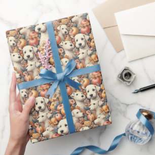 Vintage Bedlington Terrier Seamless Wrapping Paper