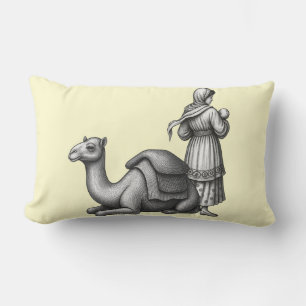 Vintage Bedouin and Camel Throw Pillow