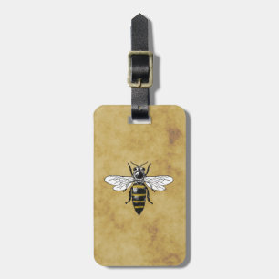 Vintage Bee #2 Distressed Antique Background Luggage Tag