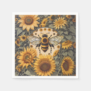 Vintage Bee and Sunflowers  Napkin