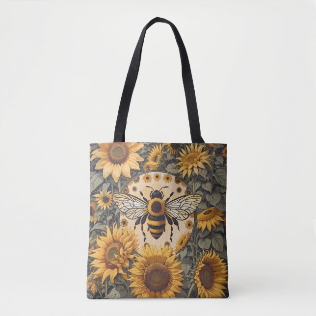 Vintage Bee and Sunflowers  Tote Bag (Front)