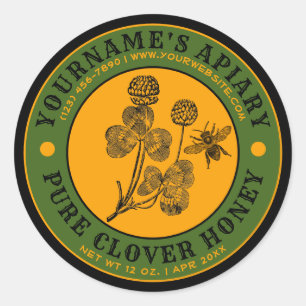 Vintage Bee Apiary Clover Honey Label Template
