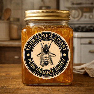 Vintage Bee Apiary Kraft Honey Label Template