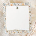 Vintage Bee Blue Wildflower Custom Notepad<br><div class="desc">With a beautiful vintage watercolor bee graphic and wildflower pattern these custom notepads make cute gifts for her! Add a name using the personalisation feature.</div>